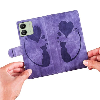 For Xiaomi Redmi 13C 4G / 5G / 13R 5G / Poco M6 5G / Poco C65 4G Case Cute Cat Imprint PU Leather Wallet Phone Cover