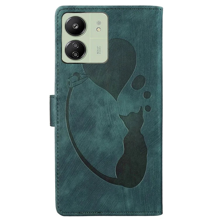For Xiaomi Redmi 13C 4G / 5G / 13R 5G / Poco M6 5G / Poco C65 4G Case Cute Cat Imprint PU Leather Wallet Phone Cover