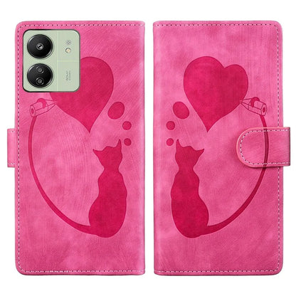 For Xiaomi Redmi 13C 4G / 5G / 13R 5G / Poco M6 5G / Poco C65 4G Case Cute Cat Imprint PU Leather Wallet Phone Cover