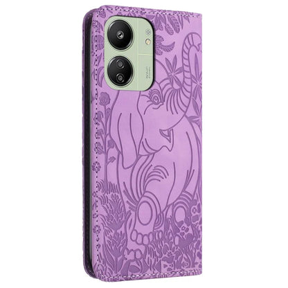 For Xiaomi Redmi 13C 4G / 5G / 13R 5G / Poco M6 5G / Poco C65 4G Wallet Case Elephant Pattern Leather Phone Cover