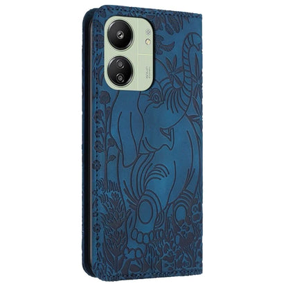 For Xiaomi Redmi 13C 4G / 5G / 13R 5G / Poco M6 5G / Poco C65 4G Wallet Case Elephant Pattern Leather Phone Cover