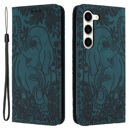 For Samsung Galaxy S23+ Case Elephant Pattern Anti-Drop Leather Phone Cover