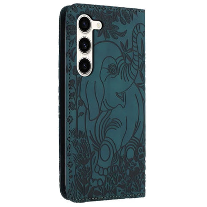 For Samsung Galaxy S23+ Case Elephant Pattern Anti-Drop Leather Phone Cover