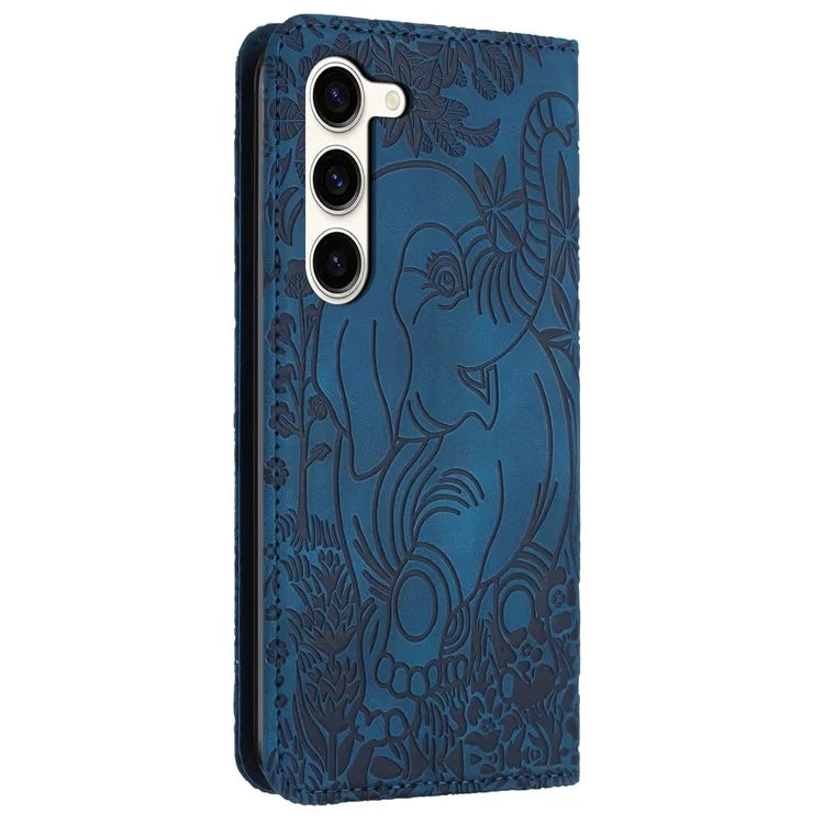 For Samsung Galaxy S23+ Case Elephant Pattern Anti-Drop Leather Phone Cover