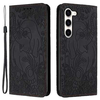 For Samsung Galaxy S23+ Case Elephant Pattern Anti-Drop Leather Phone Cover