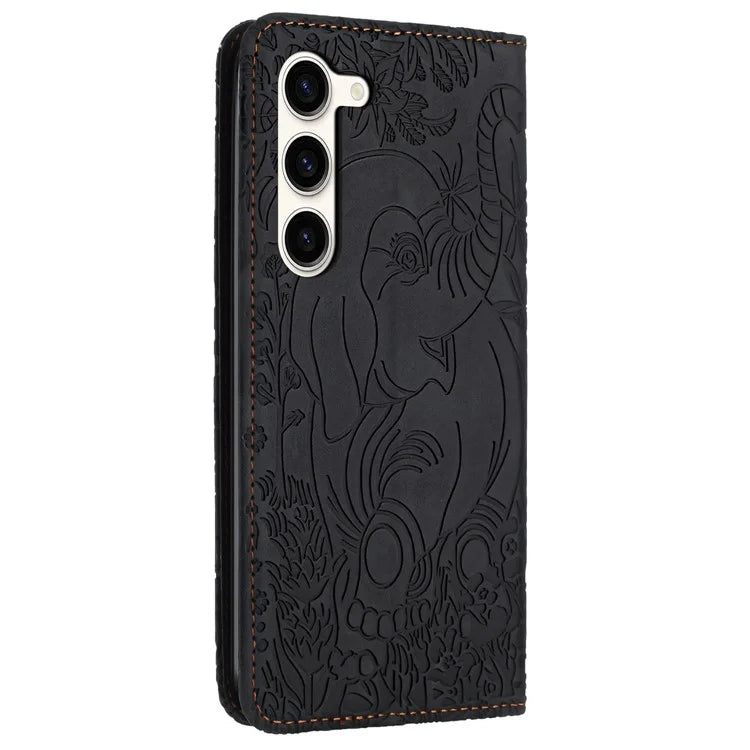 For Samsung Galaxy S23+ Case Elephant Pattern Anti-Drop Leather Phone Cover