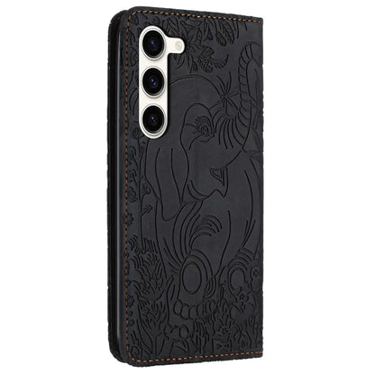 For Samsung Galaxy S23+ Case Elephant Pattern Anti-Drop Leather Phone Cover