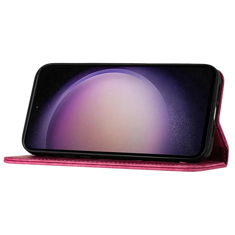 For Samsung Galaxy S23 Case Butterfly Cat Imprinting Leather Folio Phone Cover