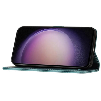 For Samsung Galaxy S23 Case Butterfly Cat Imprinting Leather Folio Phone Cover