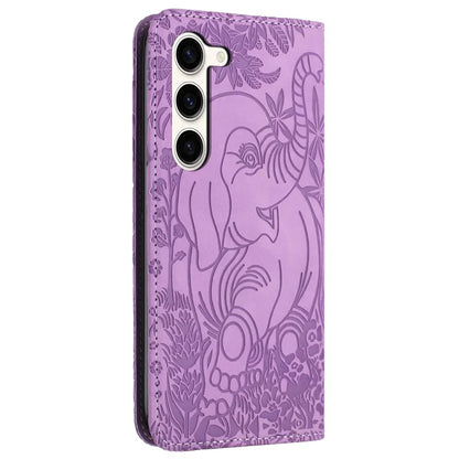 For Samsung Galaxy S23 Case Leather Magnetic Wallet Phone Cover Elephant Pattern