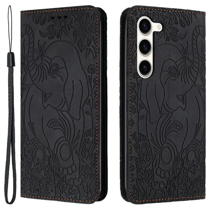 For Samsung Galaxy S23 Case Leather Magnetic Wallet Phone Cover Elephant Pattern
