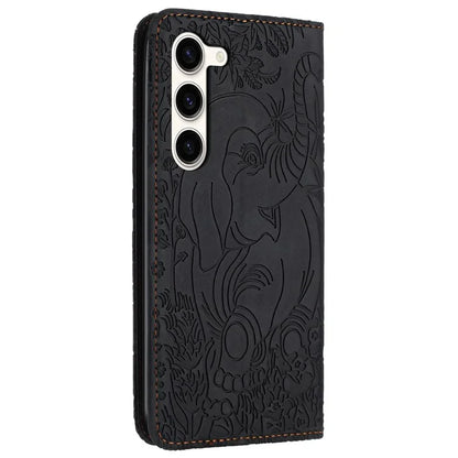 For Samsung Galaxy S23 Case Leather Magnetic Wallet Phone Cover Elephant Pattern