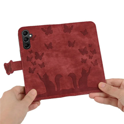 For Samsung Galaxy A15 4G / A15 5G Card Slots Case Butterfly Cat Leather Wallet Phone Cover