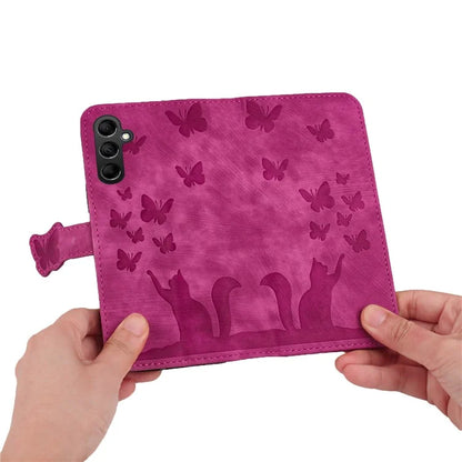 For Samsung Galaxy A15 4G / A15 5G Card Slots Case Butterfly Cat Leather Wallet Phone Cover