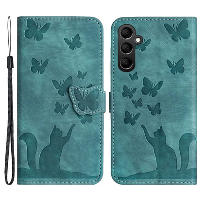 For Samsung Galaxy A15 4G / A15 5G Card Slots Case Butterfly Cat Leather Wallet Phone Cover