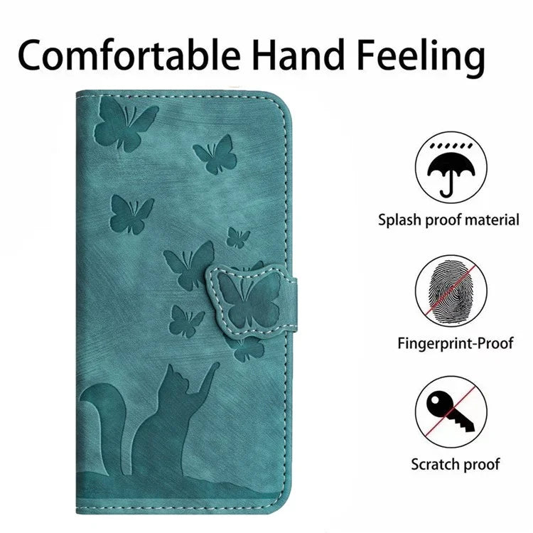 For Samsung Galaxy A15 4G / A15 5G Card Slots Case Butterfly Cat Leather Wallet Phone Cover