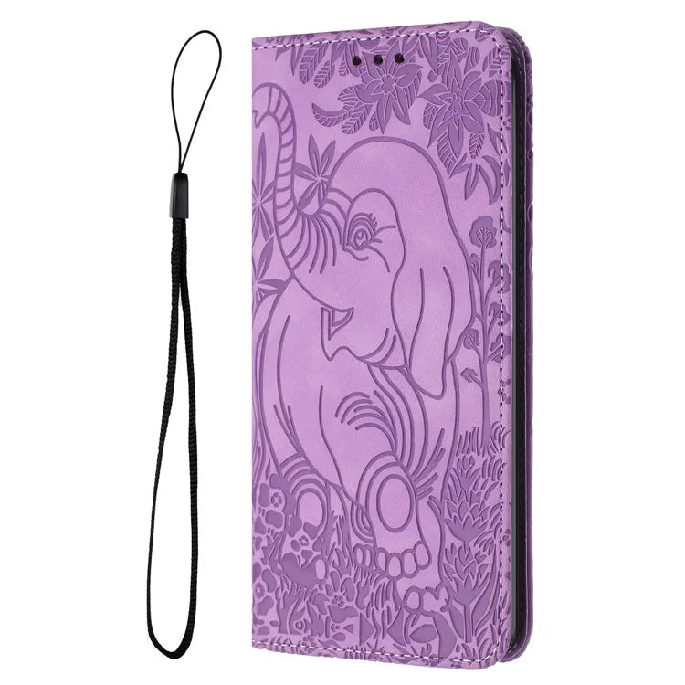 For Samsung Galaxy A15 4G / 5G Case Elephant Pattern Leather Phone Protection Cover