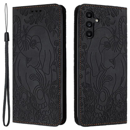 For Samsung Galaxy A15 4G / 5G Case Elephant Pattern Leather Phone Protection Cover