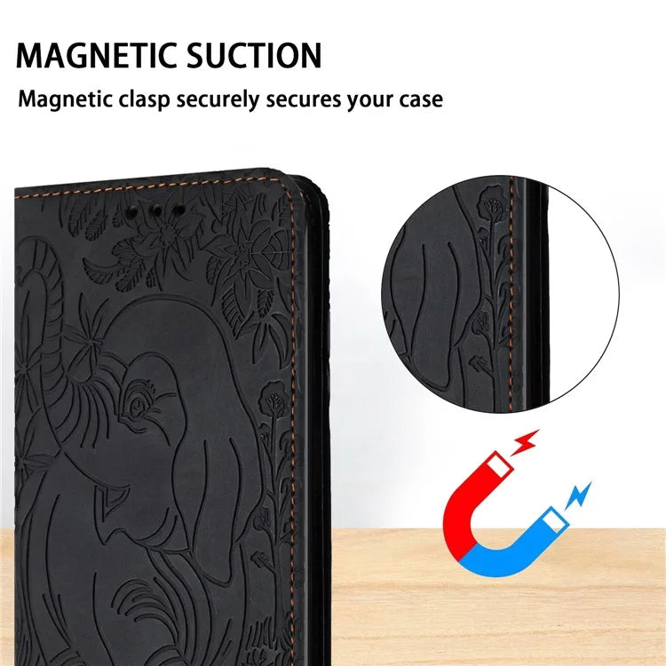For Samsung Galaxy A15 4G / 5G Case Elephant Pattern Leather Phone Protection Cover
