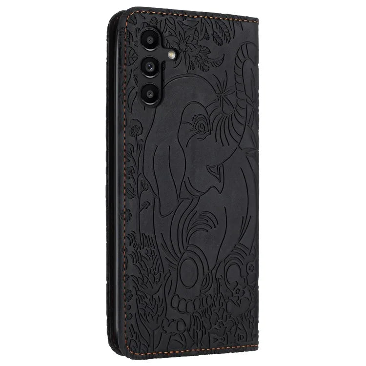 For Samsung Galaxy A15 4G / 5G Case Elephant Pattern Leather Phone Protection Cover