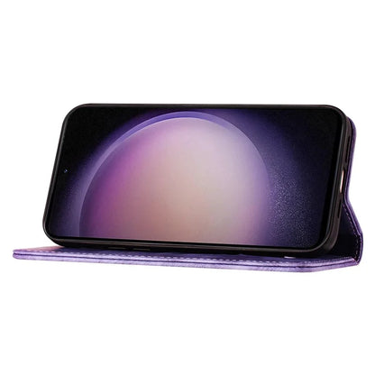 For Samsung Galaxy A54 5G Case with Hand Strap Butterfly Cat Imprint Leather Phone Cover