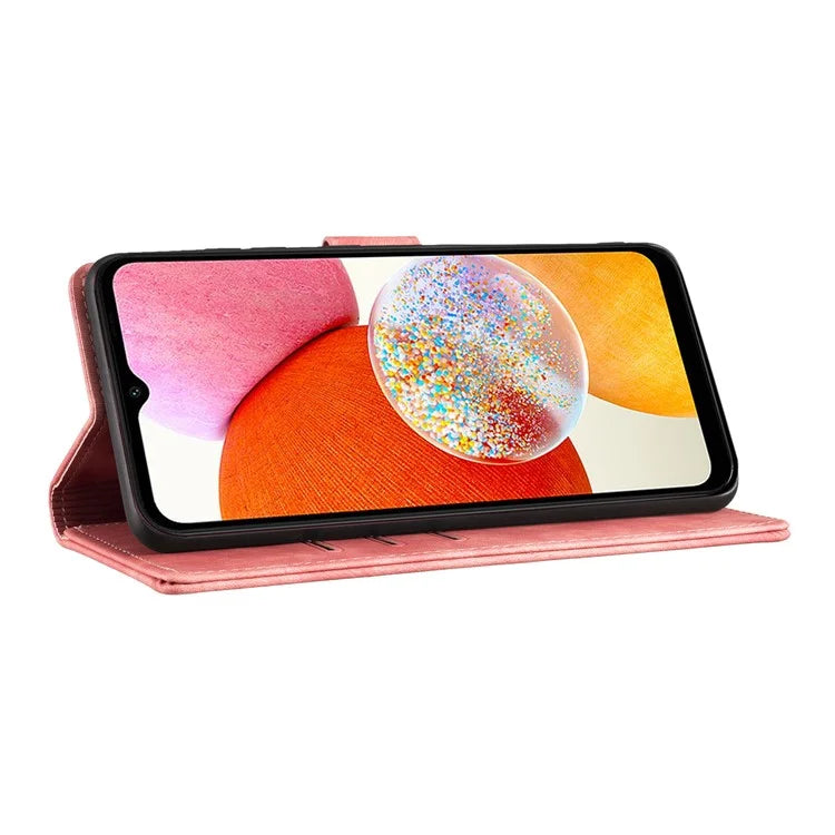 For Samsung Galaxy A14 5G / 4G Case Cat Heart Pattern PU Leather Flip Phone Cover