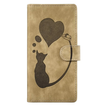 For Samsung Galaxy A14 5G / 4G Case Cat Heart Pattern PU Leather Flip Phone Cover
