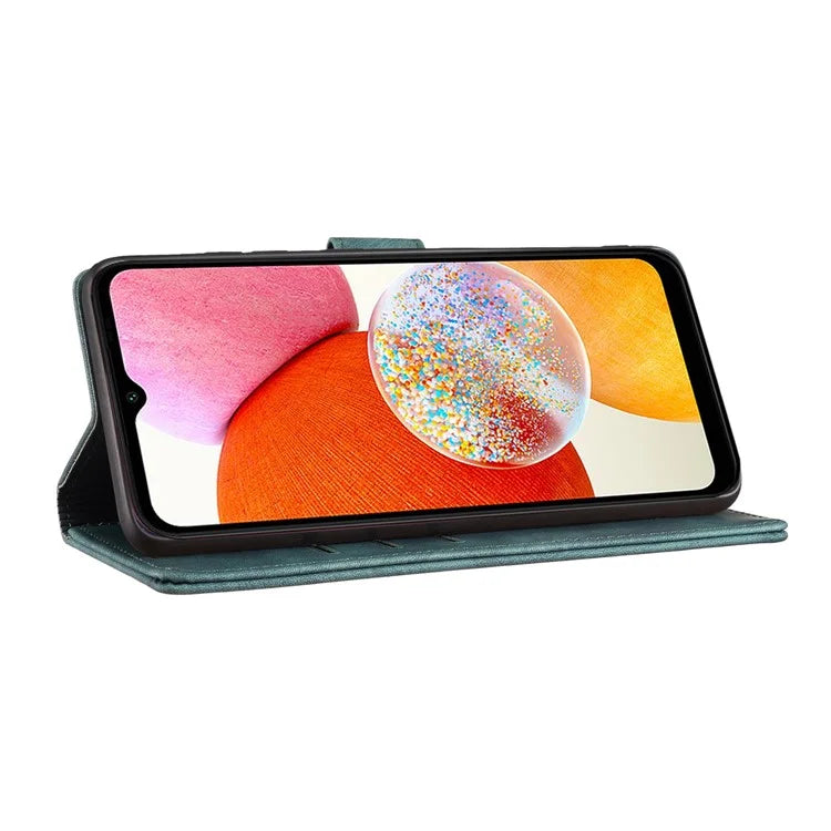 For Samsung Galaxy A14 5G / 4G Case Cat Heart Pattern PU Leather Flip Phone Cover