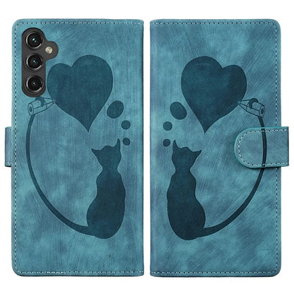 For Samsung Galaxy A14 5G / 4G Case Cat Heart Pattern PU Leather Flip Phone Cover
