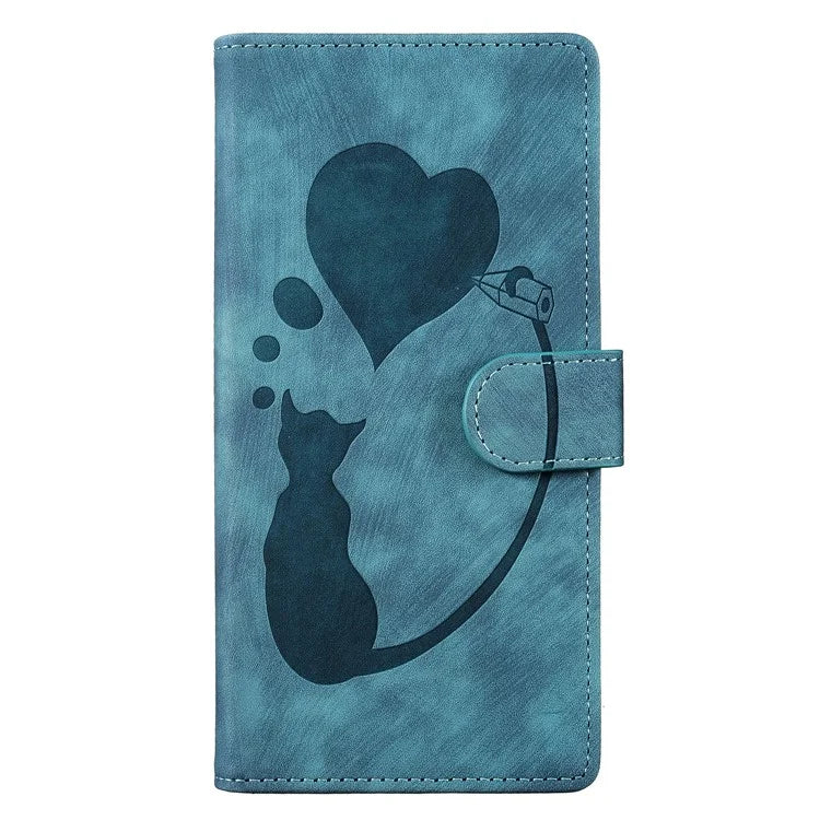 For Samsung Galaxy A14 5G / 4G Case Cat Heart Pattern PU Leather Flip Phone Cover