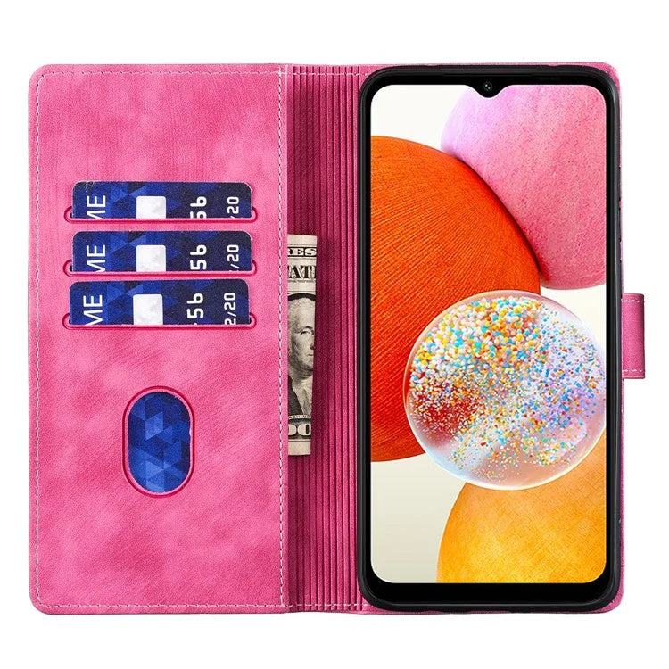 For Samsung Galaxy A14 5G / 4G Case Cat Heart Pattern PU Leather Flip Phone Cover