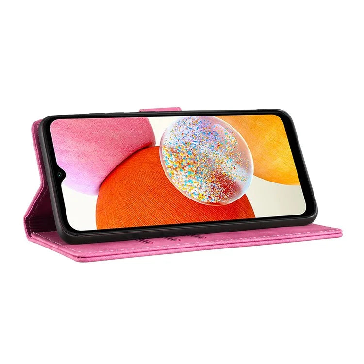 For Samsung Galaxy A14 5G / 4G Case Cat Heart Pattern PU Leather Flip Phone Cover