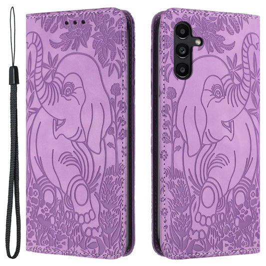 For Samsung Galaxy A14 5G / 4G Case Elephant Pattern Wallet Stand Leather Cover