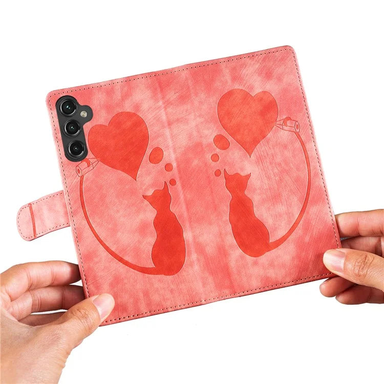 For Samsung Galaxy A05s 4G Case Wallet Leather Phone Cover Cat Heart Pattern