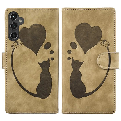For Samsung Galaxy A05s 4G Case Wallet Leather Phone Cover Cat Heart Pattern