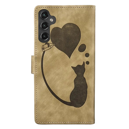 For Samsung Galaxy A05s 4G Case Wallet Leather Phone Cover Cat Heart Pattern