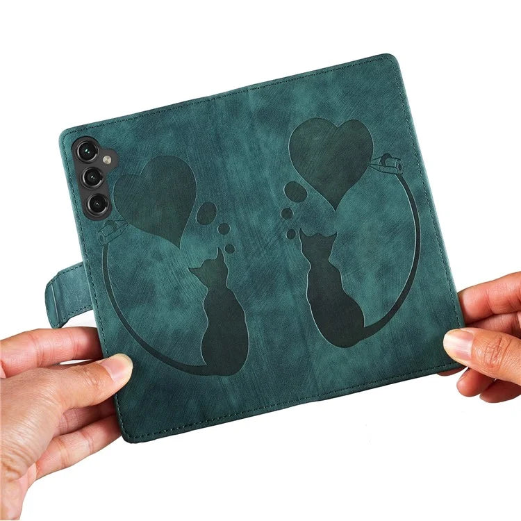 For Samsung Galaxy A05s 4G Case Wallet Leather Phone Cover Cat Heart Pattern