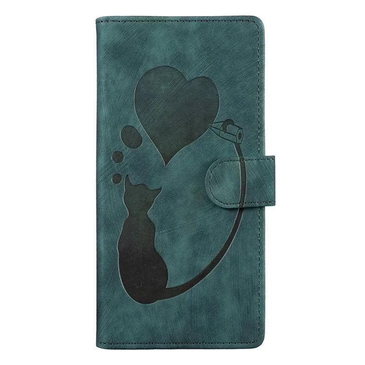 For Samsung Galaxy A05s 4G Case Wallet Leather Phone Cover Cat Heart Pattern