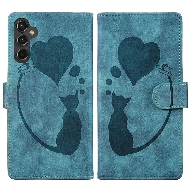 For Samsung Galaxy A05s 4G Case Wallet Leather Phone Cover Cat Heart Pattern
