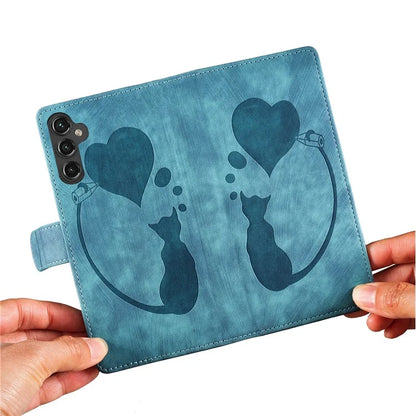 For Samsung Galaxy A05s 4G Case Wallet Leather Phone Cover Cat Heart Pattern