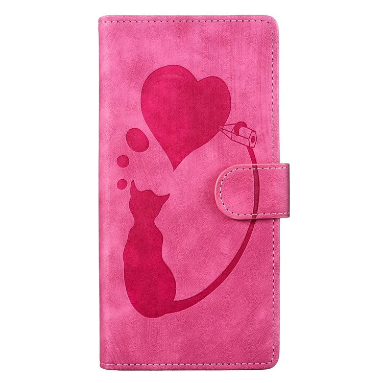 For Samsung Galaxy A05s 4G Case Wallet Leather Phone Cover Cat Heart Pattern