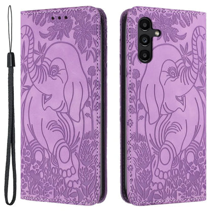 For Samsung Galaxy A05s 4G Case Elephant Pattern PU Leather Wallet Phone Cover