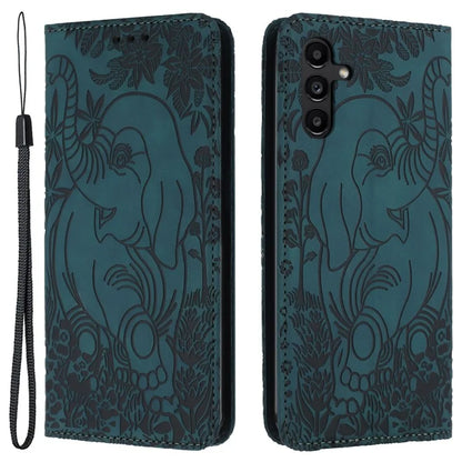 For Samsung Galaxy A05s 4G Case Elephant Pattern PU Leather Wallet Phone Cover