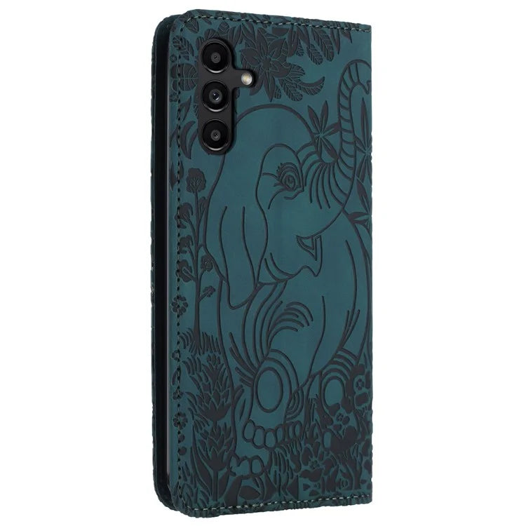 For Samsung Galaxy A05s 4G Case Elephant Pattern PU Leather Wallet Phone Cover