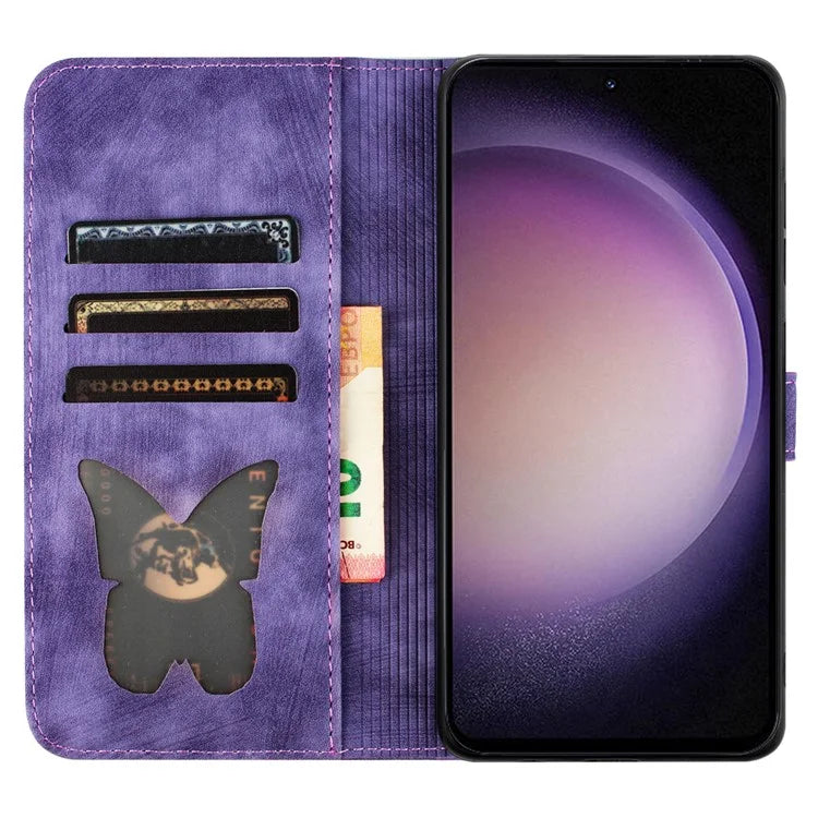 For Samsung Galaxy A55 5G Case Butterfly Cat Pattern Wallet Leather Phone Cover