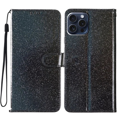 For iPhone 16 Pro Max Case Stand Wallet Glitter Leather Phone Cover