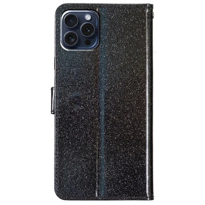 For iPhone 16 Pro Max Case Stand Wallet Glitter Leather Phone Cover