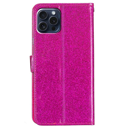 For iPhone 16 Pro Max Case Stand Wallet Glitter Leather Phone Cover