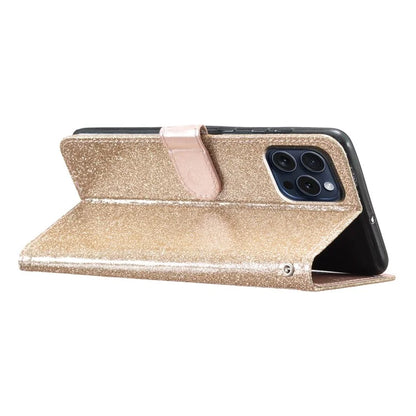 For iPhone 16 Pro Max Case Stand Wallet Glitter Leather Phone Cover