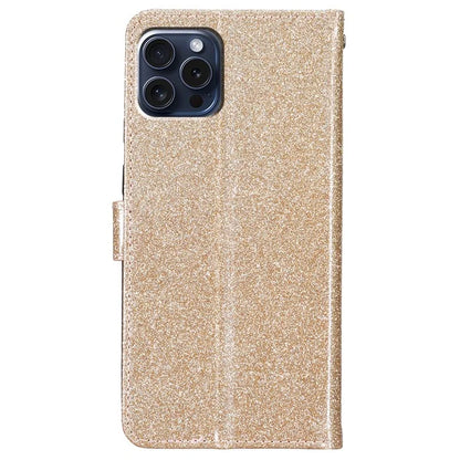 For iPhone 16 Pro Max Case Stand Wallet Glitter Leather Phone Cover